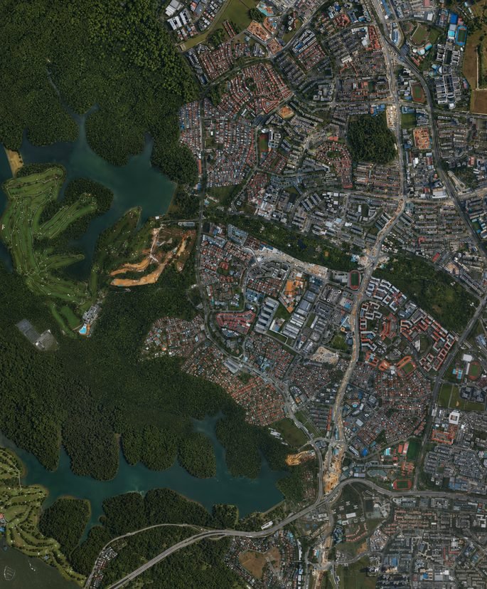 Satellite view showing Thomson Reserve beside MacRitchie Reservoir, the Central Catchment Nature Reserve and Singapore Island Country Club